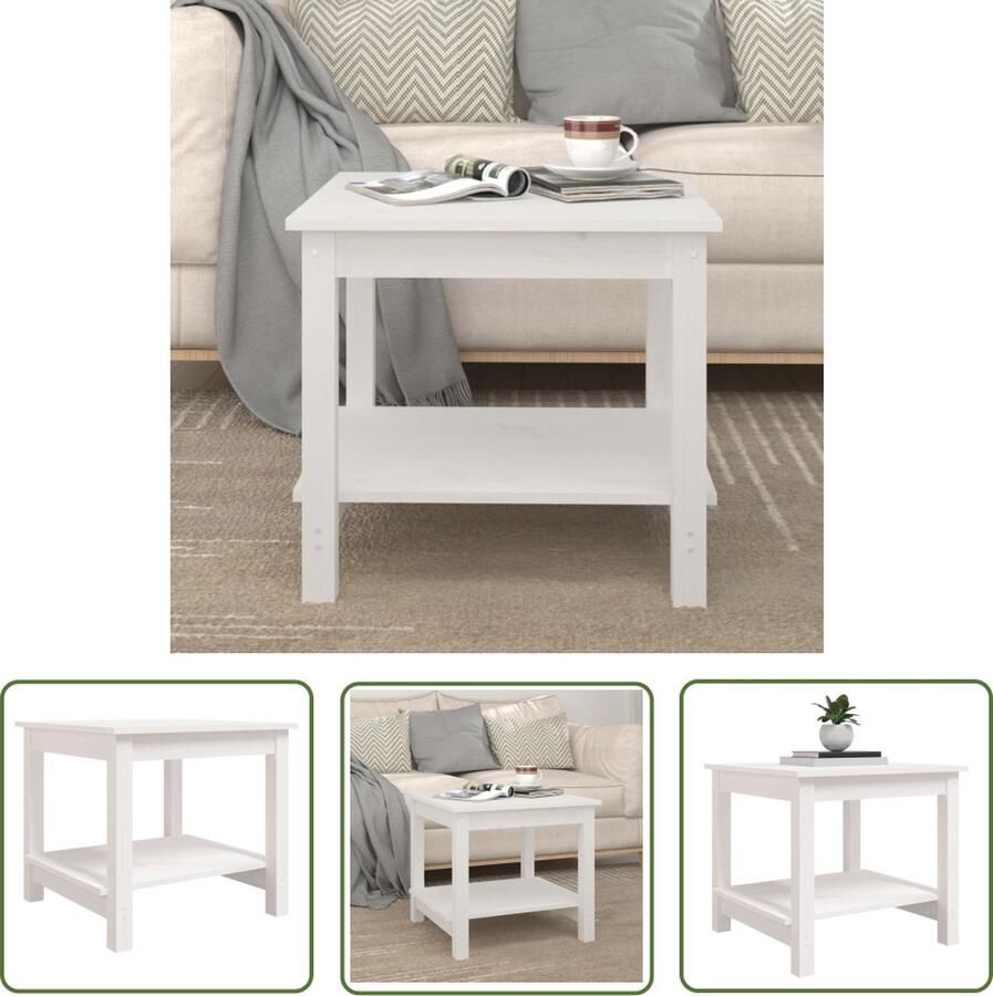 The Living Store Salontafel 50x50x45 cm massief grenenhout wit Salontafel Houten Salontafel Grenenhout Salontafel Witte Salontafel Kleine Salontafel - Foto 2