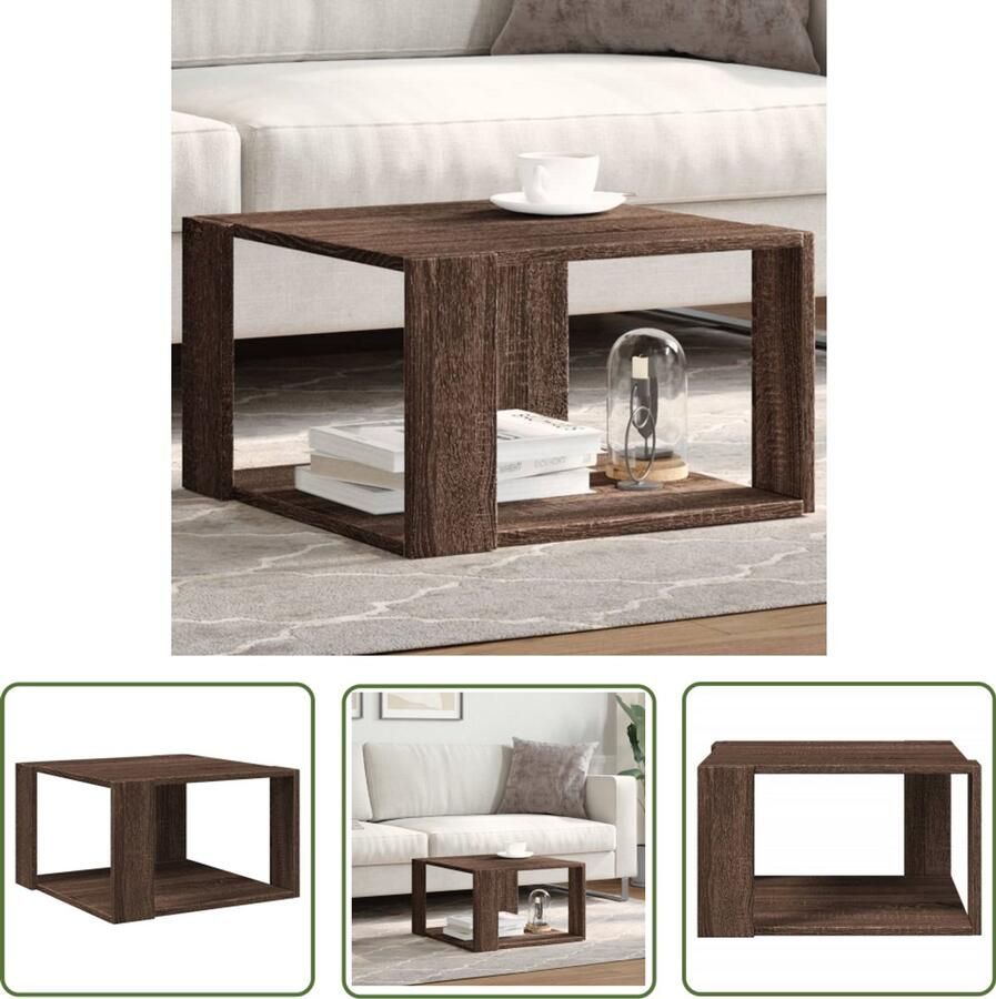 VidaXL Salontafel 51 5x51 5x30 cm bewerkt hout bruin eikenkleurig Salontafel Houten Salontafel Bruin Eiken Salontafel Compact Salontafel Multifunctionele Salontafel