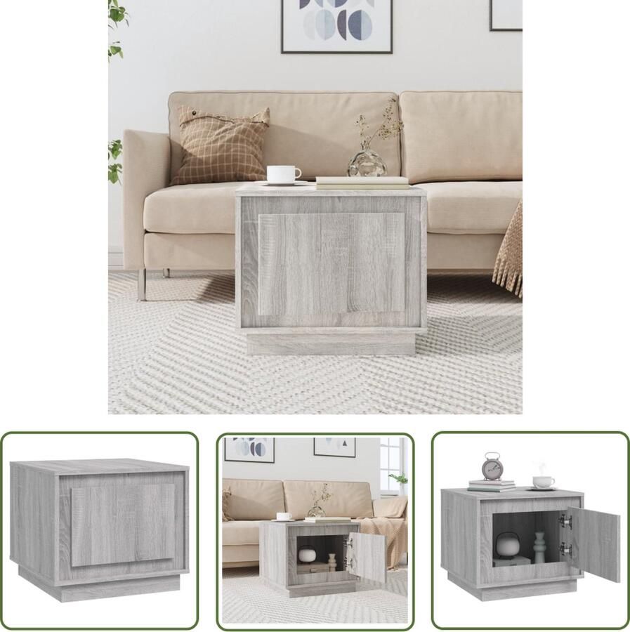 The Living Store Salontafel Gray Sonoma Eiken 51x50x44 cm Duurzaam Hout Opbergruimte Stevig Tafelblad Praktische Deur Salontafel Houten Salontafel Grijze Salontafel Bijzettafel Opbergruimte