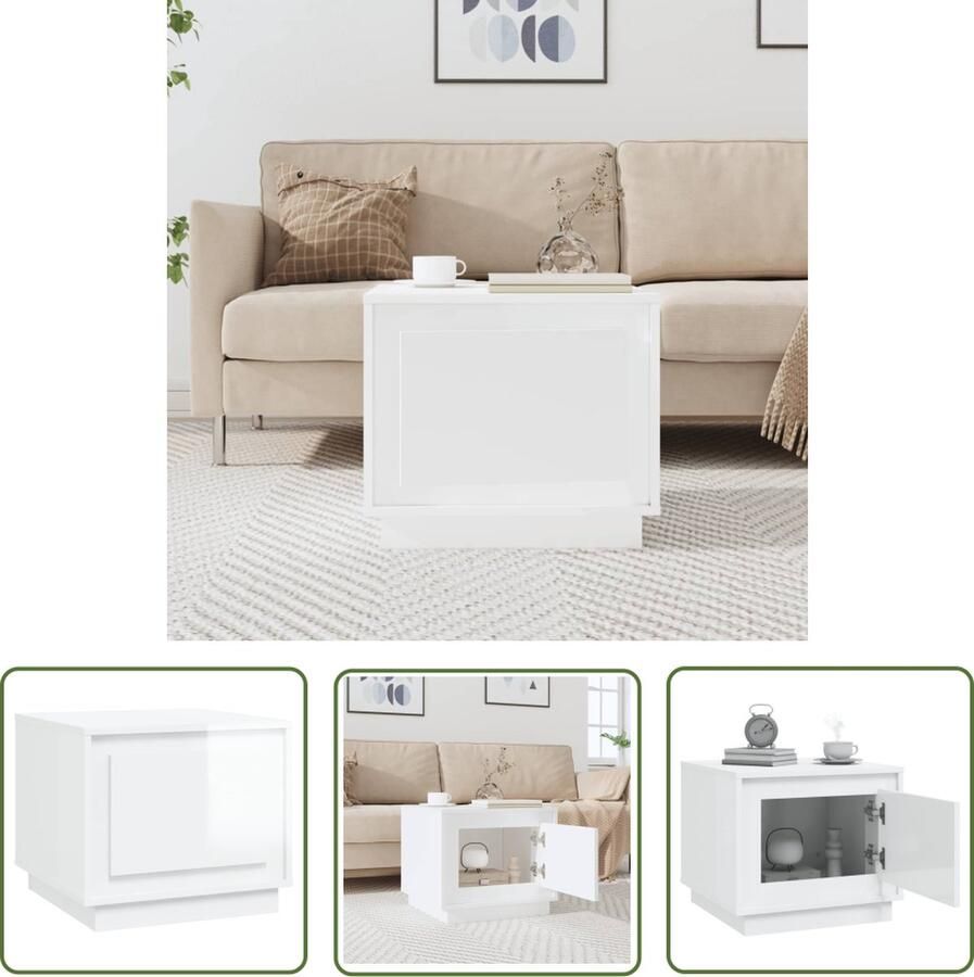 The Living Store Salontafel 51x50x44 cm bewerkt hout hoogglans wit Salontafel Houten Salontafel Wit Salontafel Met Lade Tv Tafeltje