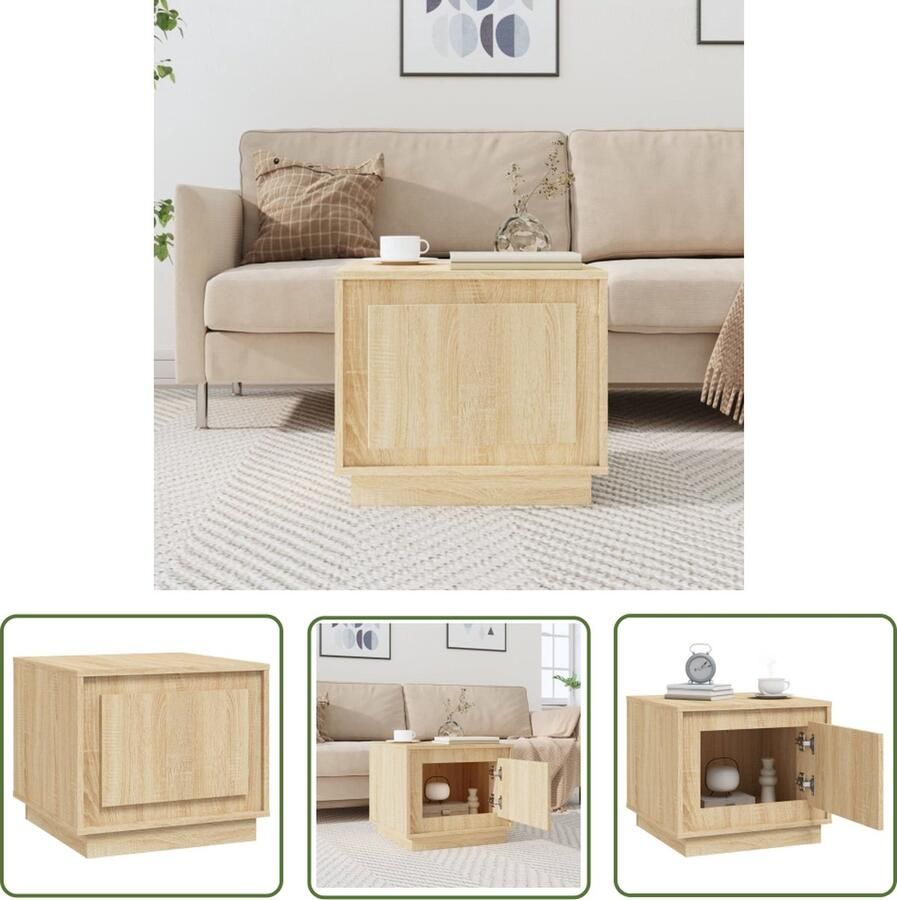 The Living Store Salontafel 51x50x44 cm bewerkt hout sonoma eikenkleurig Salontafel Houten Salontafel Salontafeltje Tv Tafeltje Bijzettafel