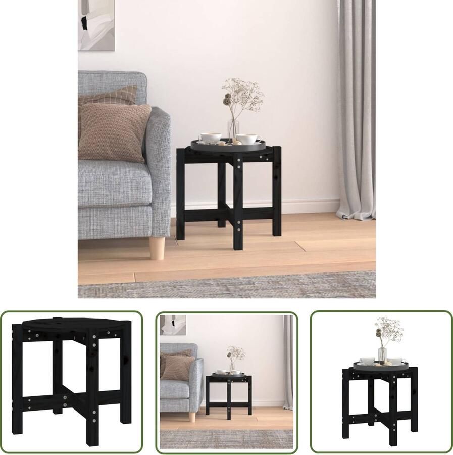 The Living Store Houten Salontafel á 52.5 x H45 cm Massief Grenenhout Zwart Salontafel Houten Salontafel Grenenhouten Salontafel Zwarte Salontafel Salontafeltje - Foto 2