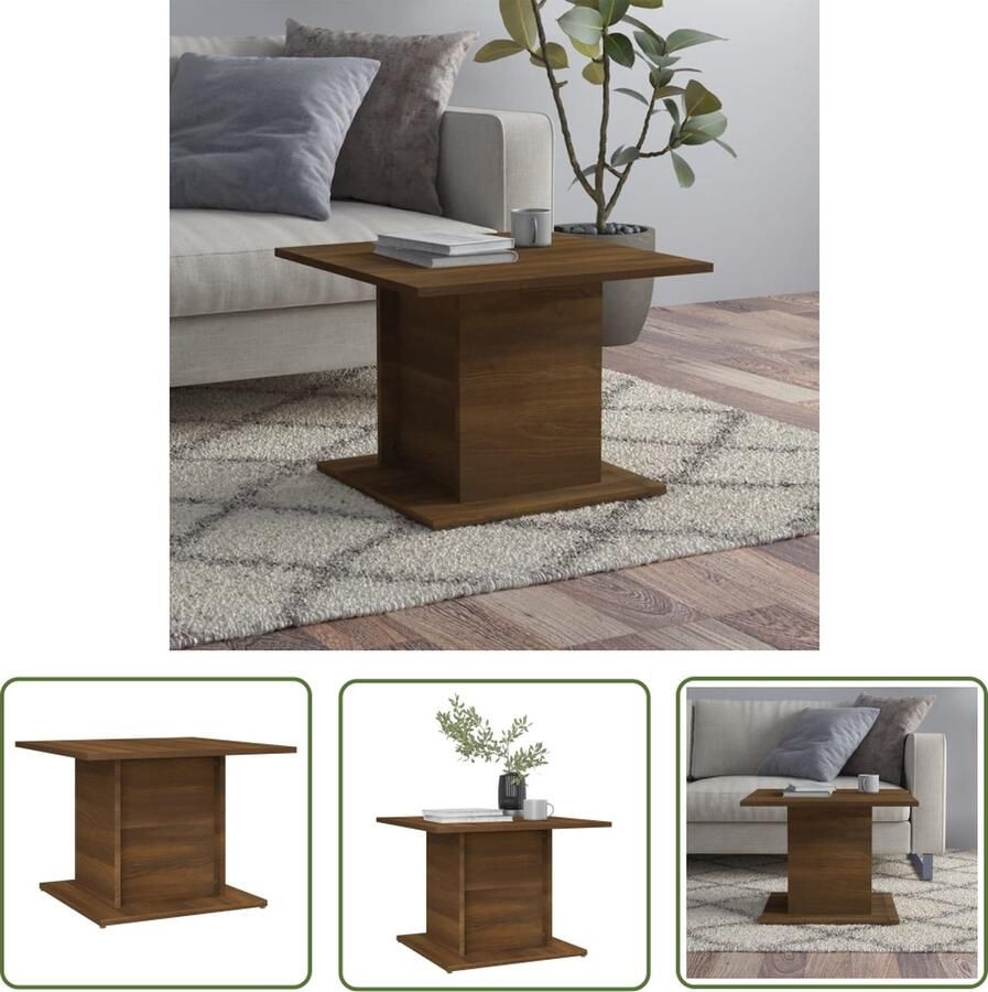 The Living Store Salontafel 55 5x55 5x40 cm bewerkt hout bruin eikenkleur Salontafel Houten Salontafel Bruine Eiken Salontafel Kleine Salontafel Tv Tafeltje - Foto 2