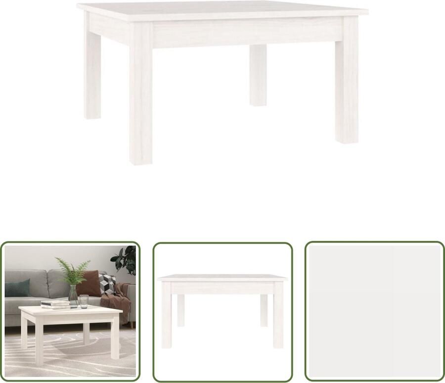 The Living Store Houten Salontafel Wit 55 x 55 x 30 cm Massief Grenenhout Salontafel Houten Salontafel Salontafeltje Bijzettafel Meubilair - Foto 2