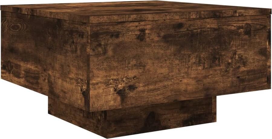 VidaXL Salontafel 55x55x31 cm bewerkt hout gerookt eikenkleurig Salontafel Houten Salontafel Bruine Salontafel Eikenhouten Salontafel Compact Salontafel