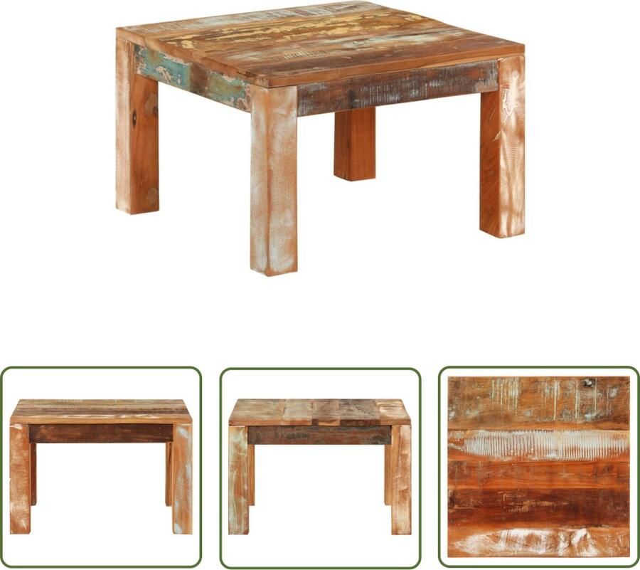The Living Store Salontafel Massief Gerecycled Hout 55 x 55 x 35 cm Meerkleurige Afwerking Salontafel Houten Salontafel Multifunctionele Tafel Recycled Wood Furniture Eco Friendly Furniture - Foto 2