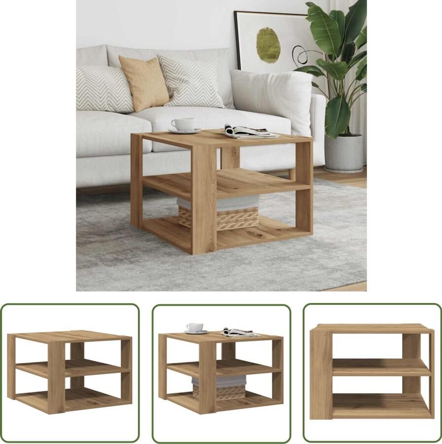 VidaXL Salontafel 58x58x40 cm bewerkt hout artisanaal eikenkleurig Salontafel Houten Salontafel Eiken Kleurige Salontafel Salontafels Living Room Furniture