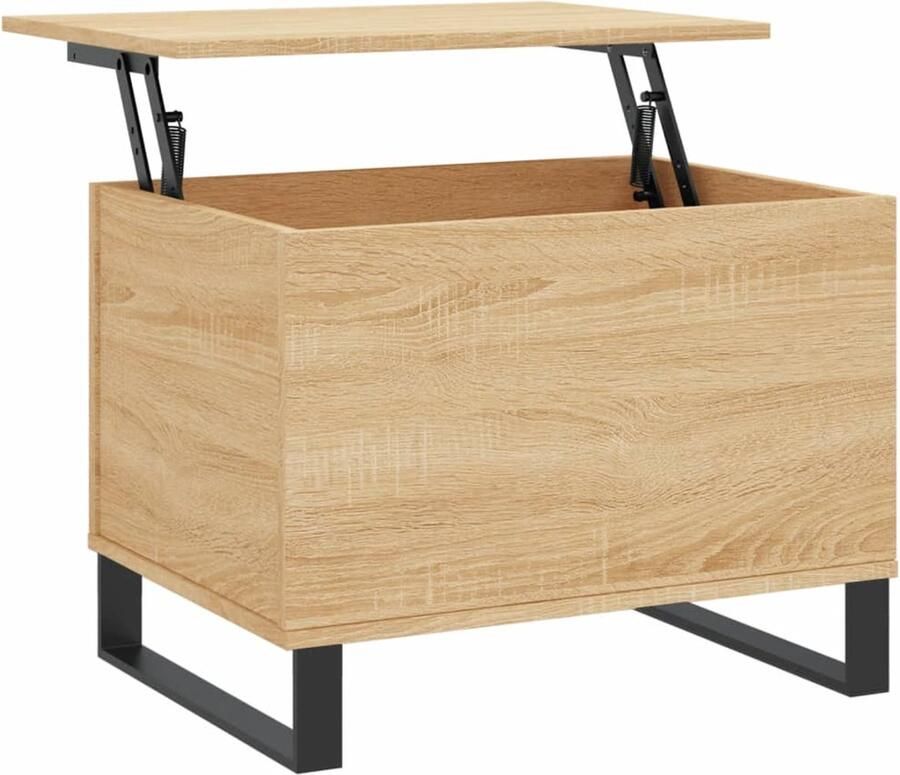 The Living Store Salontafel 60x44 5x45 cm bewerkt hout sonoma eikenkleurig Salontafel Eettafel Tv Tafeltje Houten Salontafel Stoere Salontafel