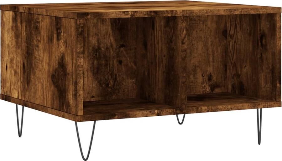 The Living Store Salontafel Smoked Oak 60 x 50 x 36.5 cm Duurzaam bewerkt hout Salontafel Houten Salontafel Bijzettafel Koffietafel Tv Tafeltje