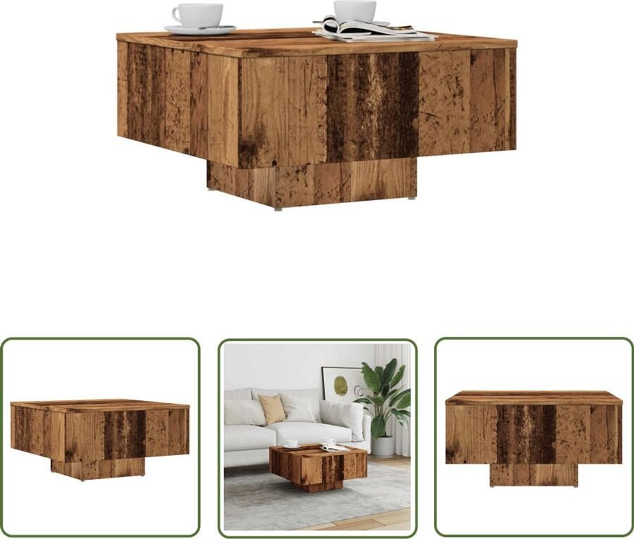 VidaXL Salontafel 60x60x31 5 cm bewerkt hout oud houtkleurig Salontafel Houten Salontafel Vintage Salontafel Coffee Table Tv Stand