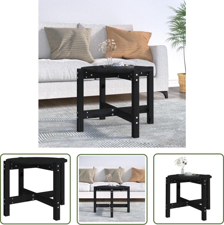 The Living Store Salontafel Ø 62 5x45 cm massief grenenhout zwart Salontafel Houten Salontafel Grenenhouten Salontafel Zwarte Salontafel Design Salontafel - Foto 2