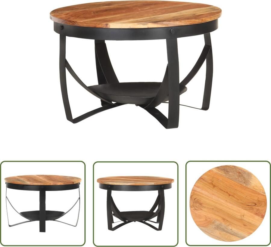 The Living Store Houten Woonkamertafel Acaciahout 68 x 43 cm Handgemaakt Salontafel Houten Salontafel Acacia Salontafel Industrieel Meubilair Salontafel Bruin