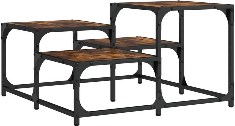 The Living Store Salontafel 68x68x40 cm bewerkt hout gerookt eikenkleurig Salontafel Houten Salontafel Eikenhouten Salontafel Koffietafel Tv Tafella