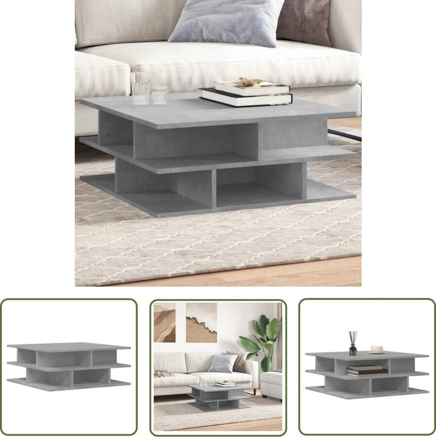 The Living Store Salontafel 70x70x29 cm bewerkt hout betongrijs Salontafel Betonnen Look Houten Salontafel Tv Tafellaar Living Room Furniture