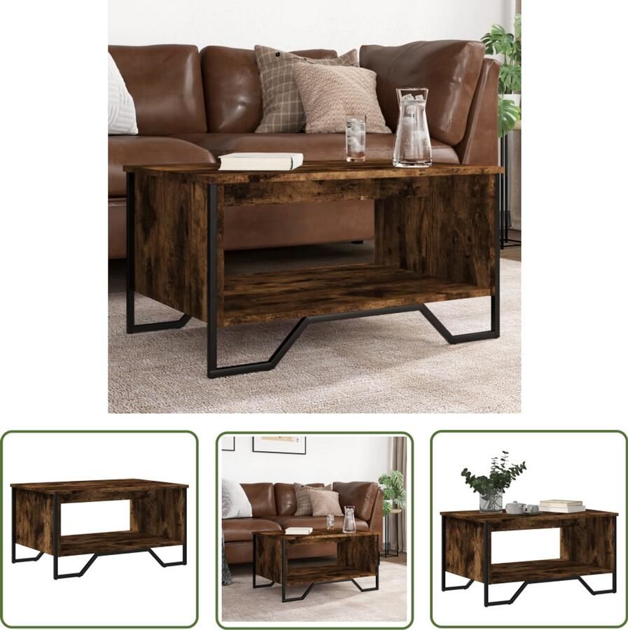 VidaXL Salontafel 75x51x40 cm bewerkt hout gerookt eikenkleurig Salontafel Houten Salontafel Eiken Salontafel Living Room Furniture Tv Stand