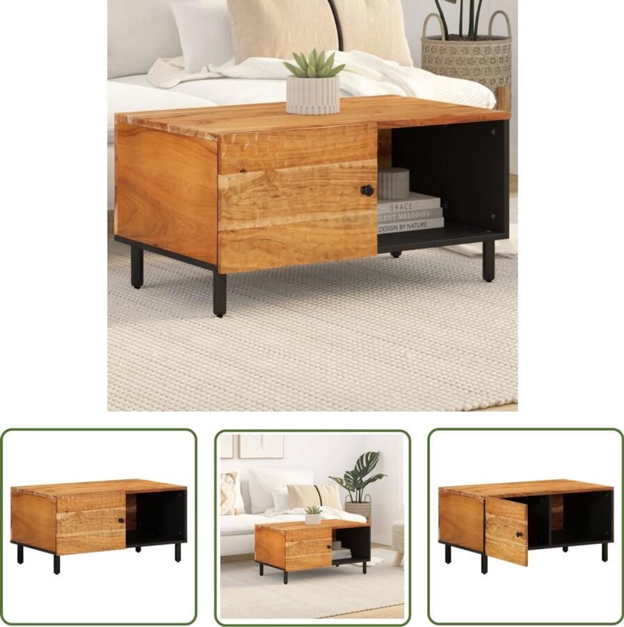 VidaXL Salontafel 80x50x40 cm massief acaciahout Salontafel Houten Salontafel Acacia Salontafel Vintage Salontafel Industriële Salontafel