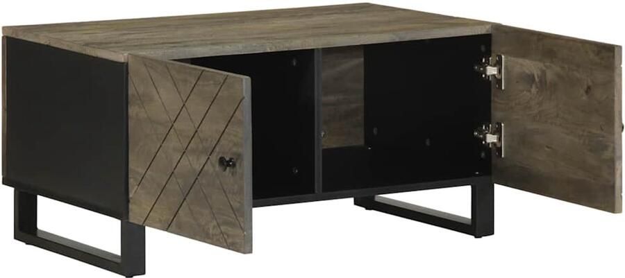 The Living Store Salontafel 80x50x40 cm massief mangohout zwart Salontafel Houten Salontafel Mangohouten Salontafel Zwarte Salontafel Tv Tafellaar
