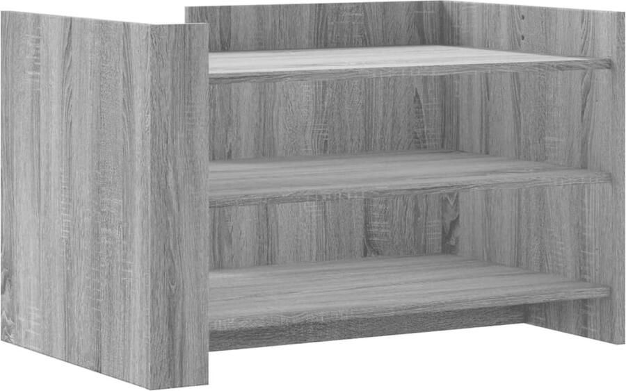 The Living Store Salontafel 80x50x50 cm bewerkt hout grijs sonoma eikenkleur Salontafel Houten Salontafel Grijze Salontafel Moderne Salontafel Bijzettafel