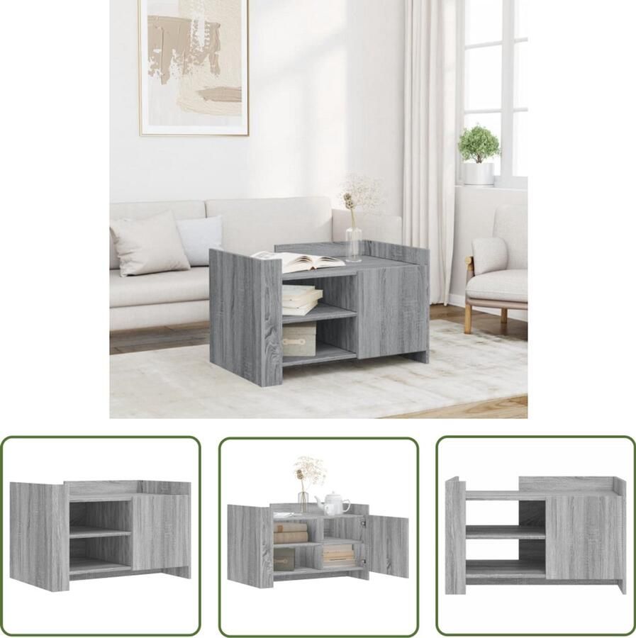 VidaXL Salontafel 80x50x50 cm bewerkt hout grijs sonoma eikenkleur Salontafel Houten Salontafel Grijze Salontafel Sonoma Eiken Kleur Living Room Furniture