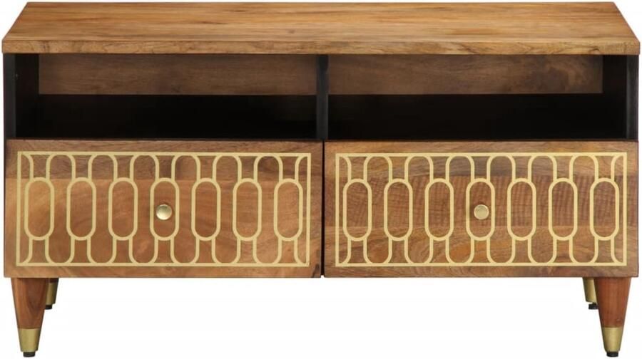 VidaXL Salontafel 80x54x40 cm massief mangohout Salontafel Houten Salontafel Mangoholztaslontafel Vintage Salontafel Industriële Salontafel