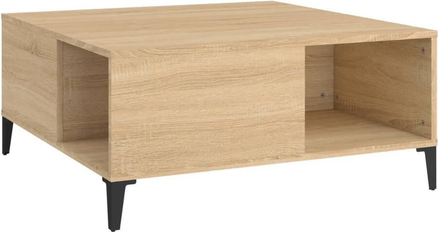 VidaXL Houten Salontafel 80x80x36 5 cm bewerkt hout sonoma eikenkleurig Salontafel Sonoma Eiken Bijzettafel Tv Tafeltje