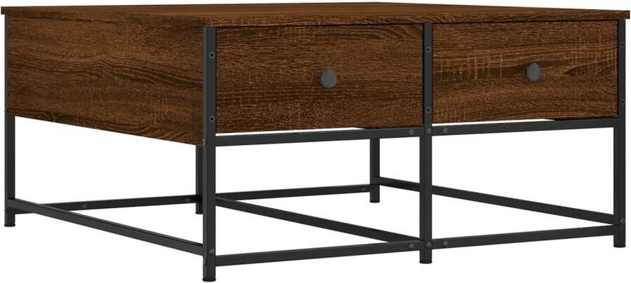 VidaXL Salontafel 80x80x40 cm bewerkt hout bruin eikenkleur Salontafel Houten Salontafel Bruin Eiken Salontafel Salontafels Koffietafel