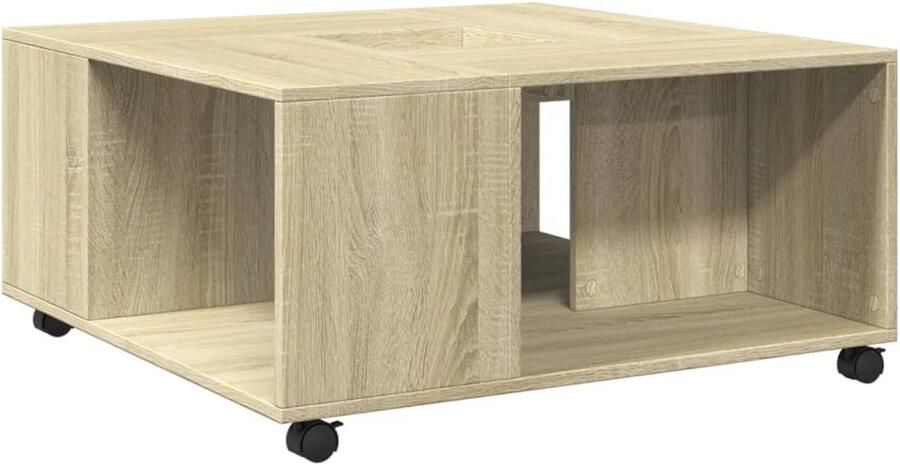 The Living Store Salontafel 80x80x40 cm bewerkt hout sonoma eikenkleurig Salontafel Houten Salontafel Tv Tafella Eiken Meubels Living Room Furniture