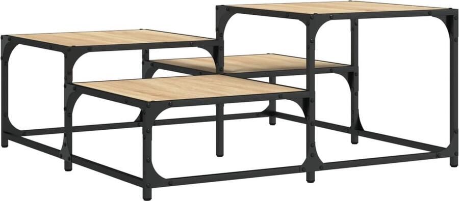 The Living Store Salontafel 87 5x87 5x40 cm bewerkt hout sonoma eikenkleurig Salontafel Industrieel Houten Salontafel Bewerkt Hout Sonoma Eiken