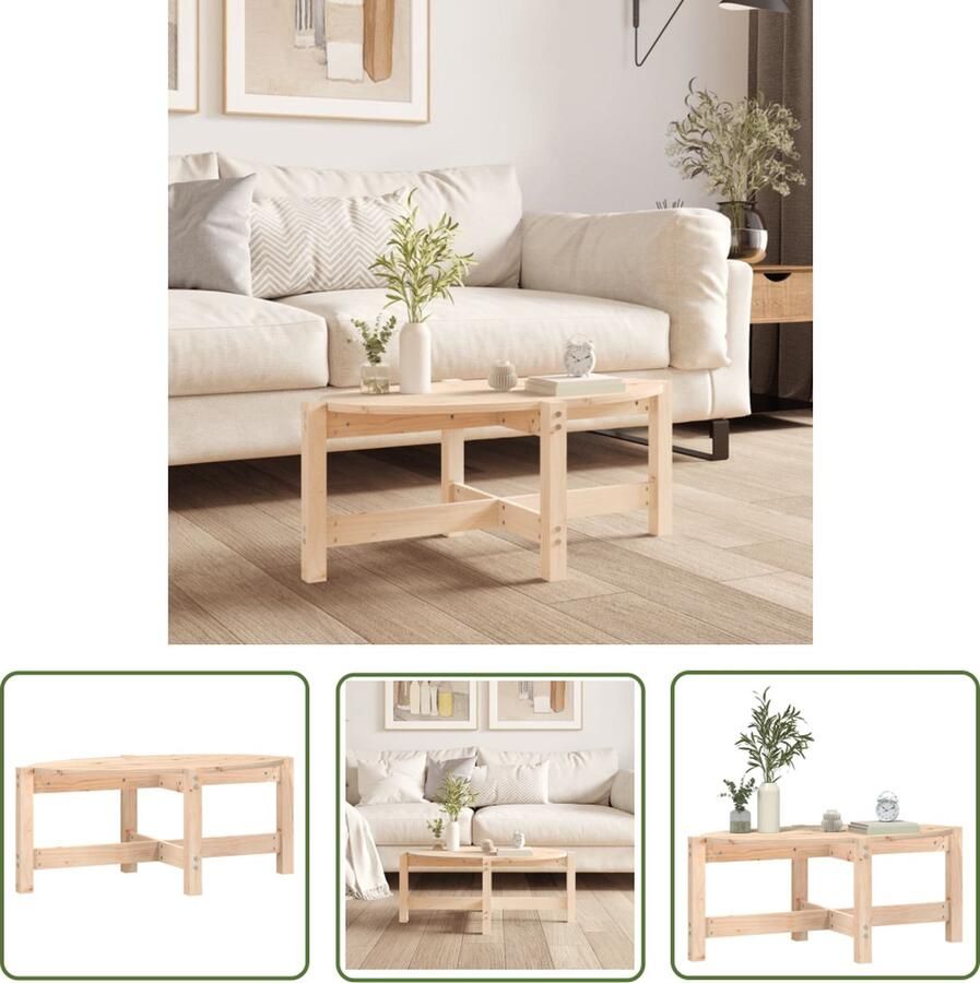 The Living Store Houten Salontafel Massief Grenenhout 87 x 48 x 35 cm Rustieke uitstraling Salontafel Houten Salontafel Grenenhouten Salontafel Vintage Salontafel Rustic Salontafel - Foto 2