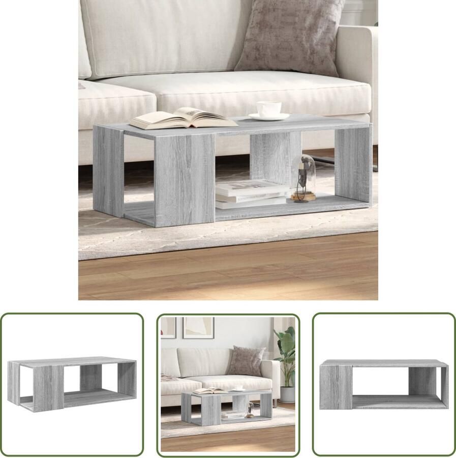 The Living Store Salontafel 89 5x48x30 cm bewerkt hout grijs sonoma eikenkleurig Salontafel Houten Salontafel Grijze Salontafel Bijzettafel Tv Tafeltje