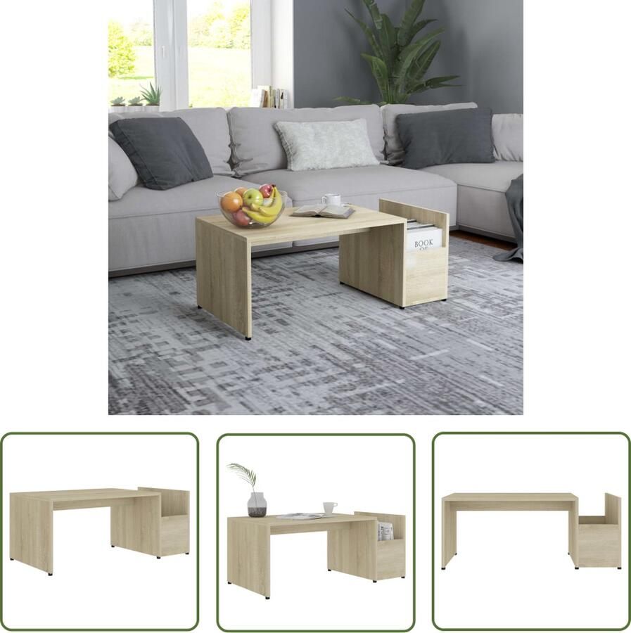 The Living Store Salontafel Sonoma Eiken 90 x 45 x 35 cm Met Geometrische Vorm Salontafel Houten Salontafel Eiken Salontafel Moderne Salontafel Geometri Sche Salontafel