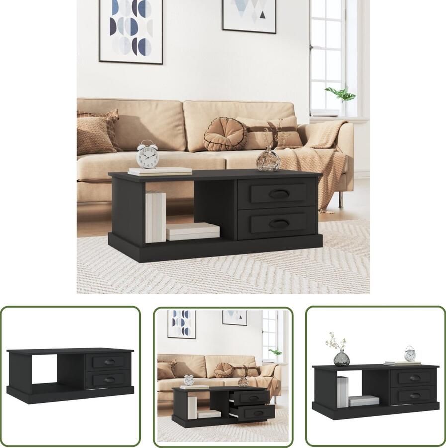 The Living Store Salontafel Bewerkt Hout 90x50x35 cm Duurzaam Zwart Salontafel Houten Salontafel Zwarte Salontafel Bijzettafel Tv Tafeltje