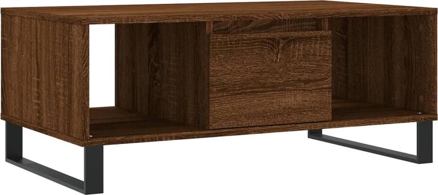 VidaXL Salontafel 90x50x36 5 cm bewerkt hout bruin eikenkleur Salontafel Houten Salontafel Bruine Salontafel Eikenhouten Salontafel Kleine Salontafel