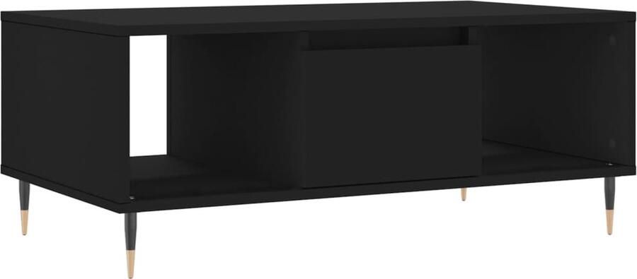 The Living Store Salontafel Hout 90 x 50 x 36.5 cm Met lade en opbergruimte Zwart Salontafel Houten Salontafel Zwarte Salontafel Salontafeltje Bijzettafel - Foto 2