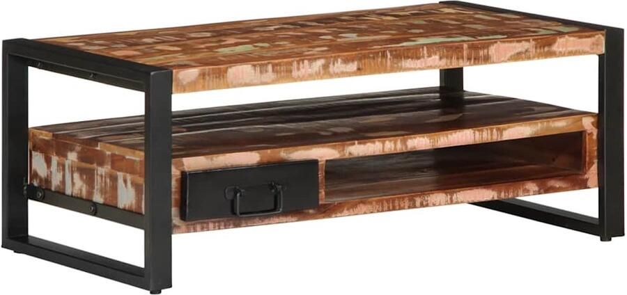 VidaXL Salontafel 90x50x36 cm massief gerecycled hout meerkleurig Salontafel Houten Salontafel Vintage Salontafel Industrieel Design Recycled Wood Furniture