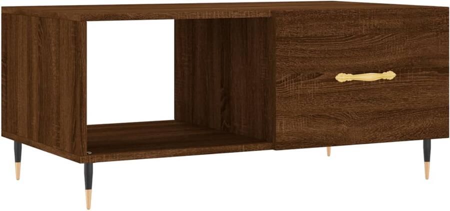 The Living Store Salontafel Bruin Hout en ijzer 90 x 50 x 40 cm Met opbergruimte en praktische deur Salontafel Houten Salontafel Met Opbergruimte Bruine Salontafel Moderne Salontafel