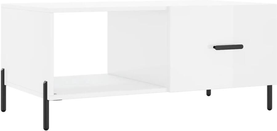 The Living Store Salontafel 90x50x40 cm bewerkt hout hoogglans wit Salontafel Houten Salontafel Witte Salontafel Design Salontafel Multifunctionele Salontafel