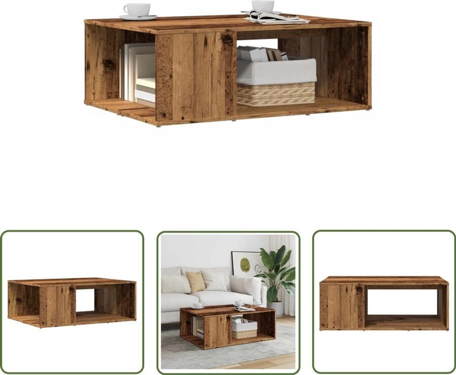 VidaXL Salontafel 90x67x33 cm bewerkt hout oud houtkleurig Salontafel Houten Salontafel Vintage Salontafel Coffee Table Tv Stand