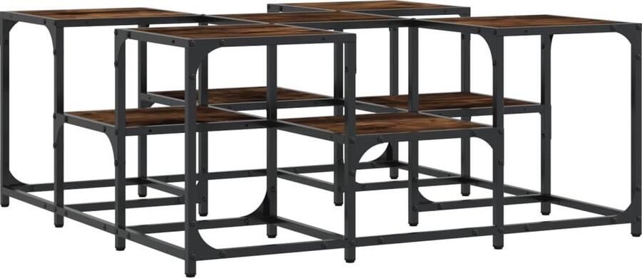 VidaXL Salontafel 91x91x40 cm bewerkt hout gerookt eikenkleurig Salontafel Houten Salontafel Bruine Salontafel Vintage Salontafel Industrieel Salontafel