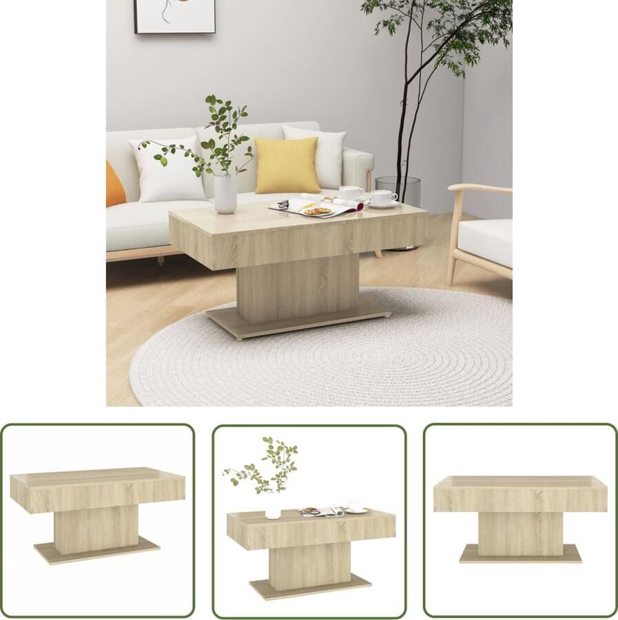 The Living Store Salontafel Sonoma Eiken Stabiel en Duurzaam 96x50x45cm (BxDxH) Salontafel Houten Salontafel Salontafeltje Eiken Salontafel Bruine Salontafel - Foto 2