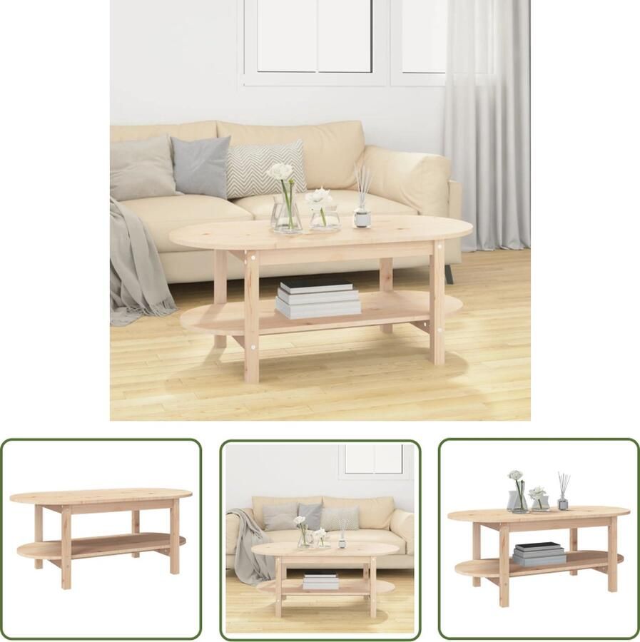 The Living Store Klassieke Houten Salontafel 110x55x45 cm Massief Grenenhout Klassieke Salontafel Houten Salontafel Grenenhouten Salontafel Bruin Salontafel 110x55x45 Cm - Foto 4
