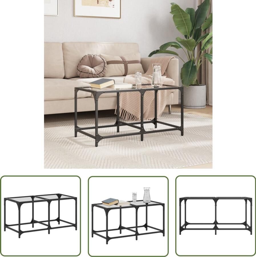 VidaXL Salontafel met transparant glazen blad 78 5x40x40 cm staal Salontafel Houten Salontafel Transparante Salontafel Design Salontafel Living Room Table