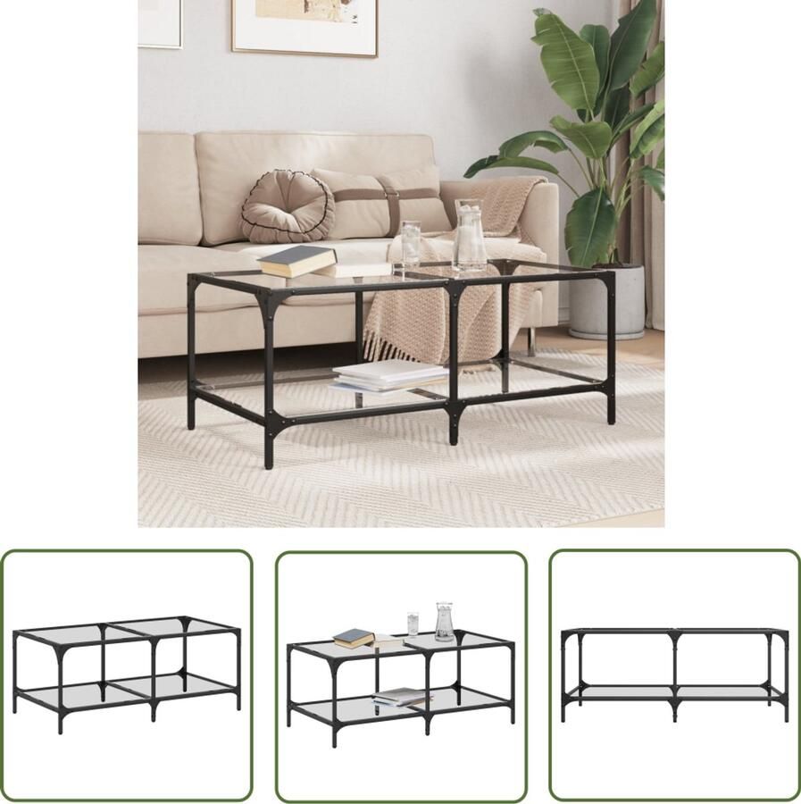 VidaXL Salontafel met transparant glazen blad 98 5x50x40 cm staal Salontafel Houten Salontafel Transparante Salontafel Koffietafel Livingroom Furniture