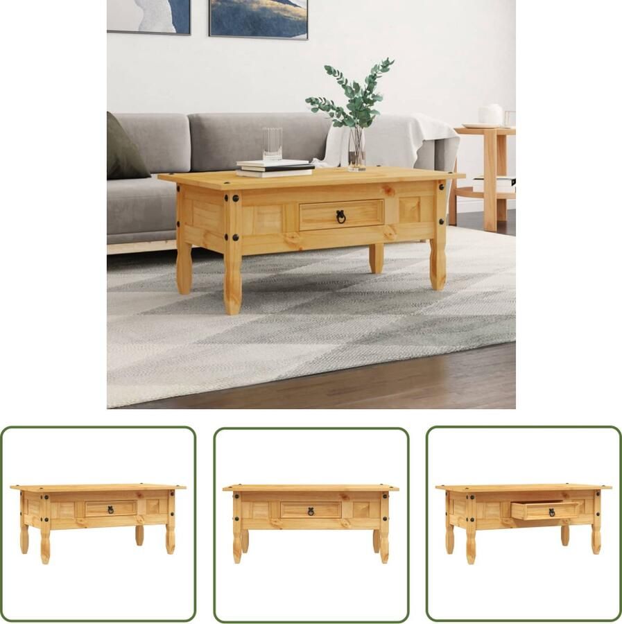 The Living Store Salontafel Mexicaans grenenhout Corona-stijl 100x55x44 cm Salontafel Houten Salontafel Corona Stijl Mexicaanse Salontafel Grenenhout - Foto 3