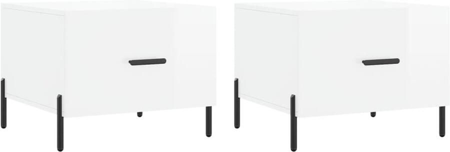 VidaXL Salontafels 2 st 50x50x40 cm bewerkt hout hoogglans wit Salontafel Houten Salontafel Witte Salontafel Design Salontafel Kleine Salontafel