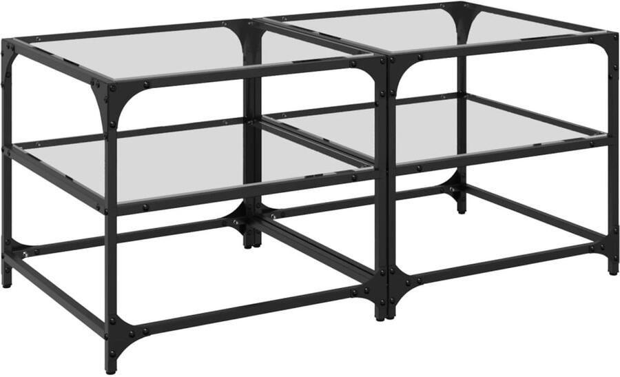 VidaXL Salontafels 2 st met transparant glazen blad 50x50x45 cm staal Salontafel Houten Salontafel Transparante Salontafel Design Salontafel Livingroom Table