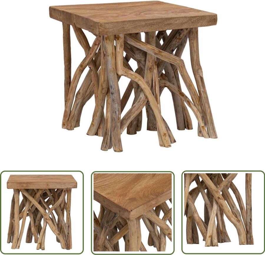 The Living Store Salontafel Rustiek 40x40x40 cm Gerecycled hout en teakhout Salontafel Houten Salontafel Vintage Salontafel Industriële Salontafel Rustic Salontafel - Foto 2