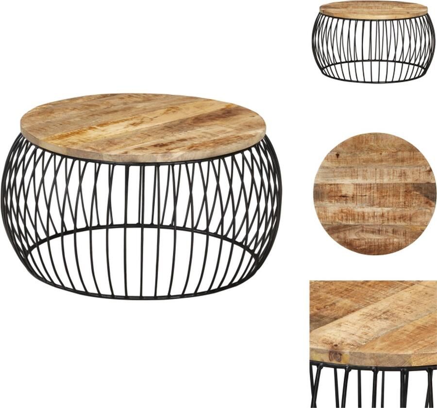 VidaXL Houten Salontafel Vintage Stijl 68 x 35 cm Ruw Mangohout Tafel