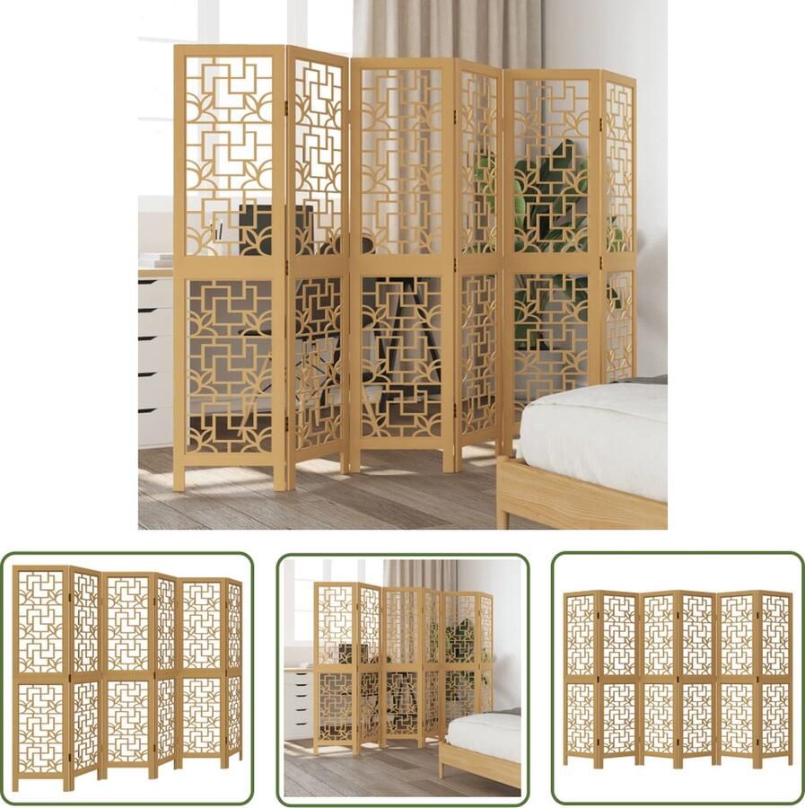 The Living Store Kamerscherm Houten Scheidingswand 210-215 x 160 cm Bruin Massief Paulowniahout Kamerscherm Houten Scherm Scheidingswand Privacy Screen Paulownia Hout