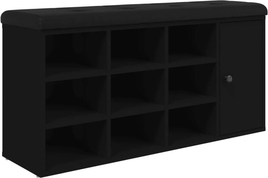 VidaXL Schoenenbank 102x32x50 cm bewerkt hout zwart Schoenenbank Houten Schoenenbank Zwarte Schoenenbank Entree Bank Hallenkasten